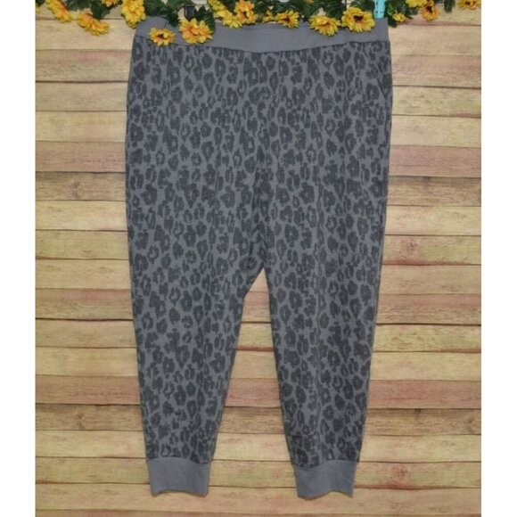 NWT Mudpie Ladies XL Gray Leopard Casual Pull On Joggers Pants Comfy Lounge Soft - Picture 1 of 8